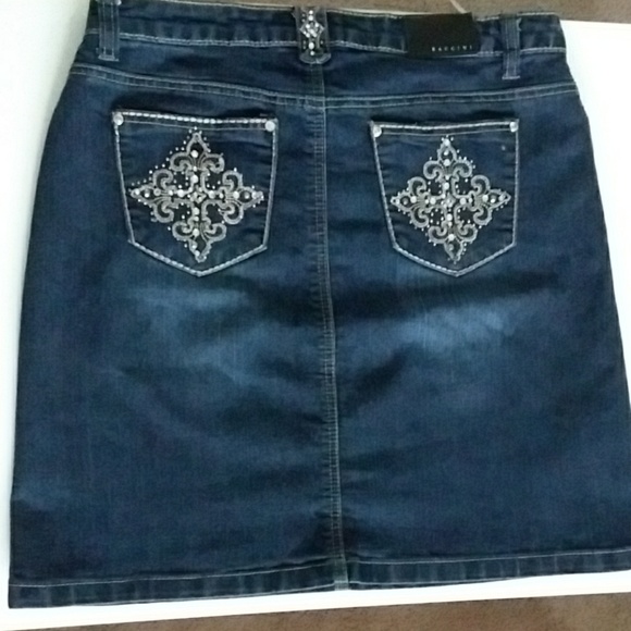 baccini jean skirt